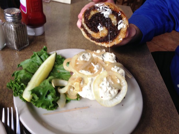 Artichoke Dip on a Burger.  Duh. 